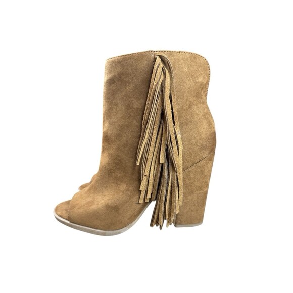 DV By Dolce Vita Ankle Boot Booties Sz 6 Brown Suede Tassels Fringe Peep Toe - Picture 1 of 10